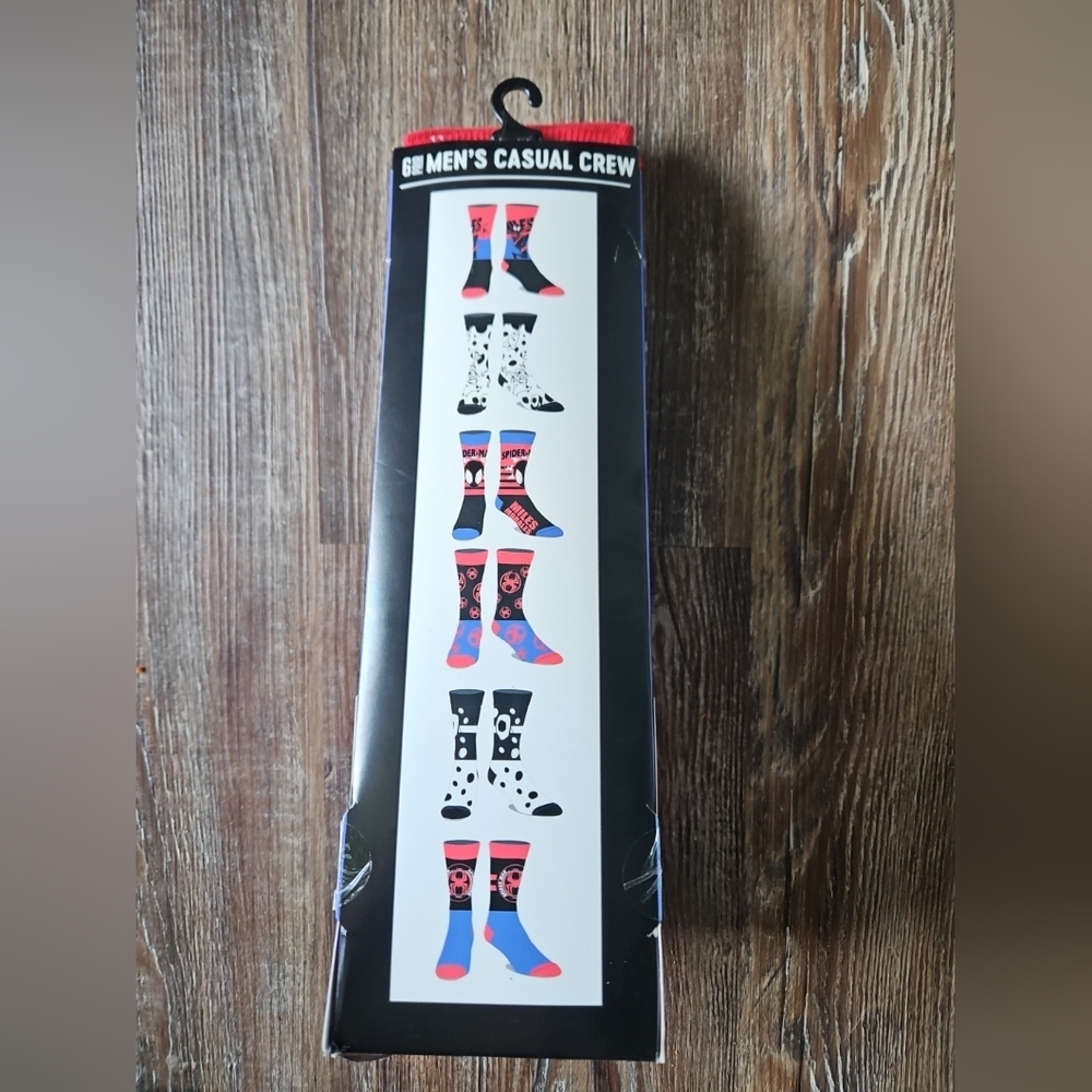 NEW Spider-Man Across The Spiderverse Miles Morales Adult 6 Pair Crew Socks